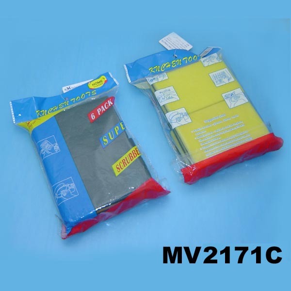 6PCS SPONGE SCOURER IN CLR BAG