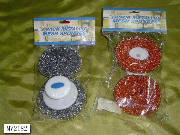 2PCS METALLIC MESH SPONGE in PVC BAG with HANG CARD