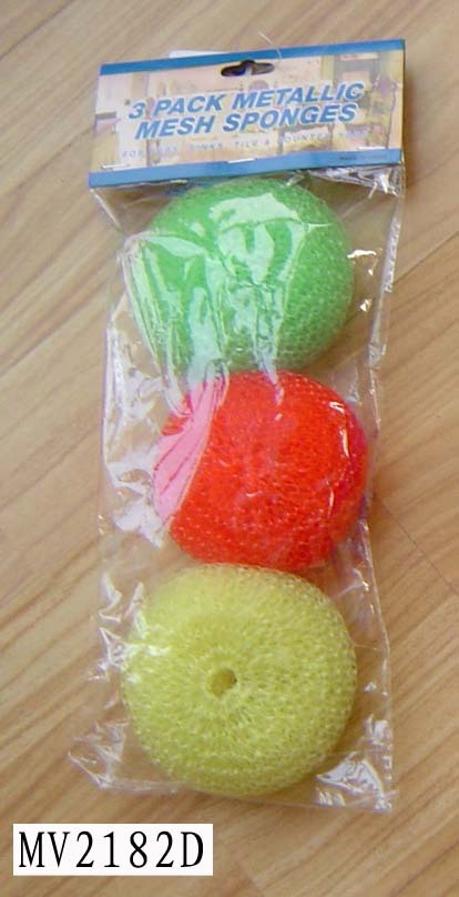 3PCS SCOURER SET in PVC BAG with HANG CARD style 2