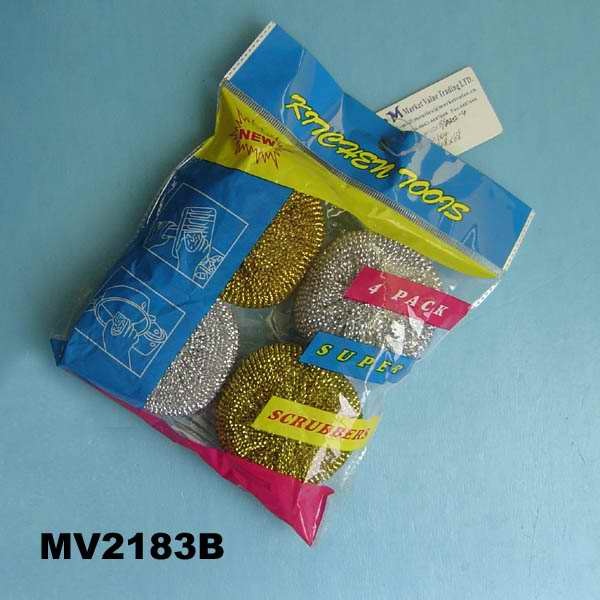 4PCS SCOURER SET in PVC BAG