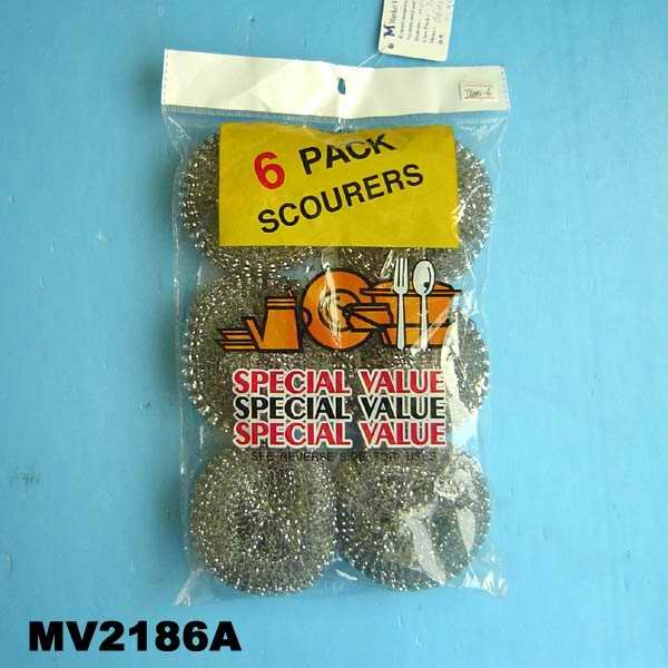 6PCS SCOURERS IN COLOUR BAG