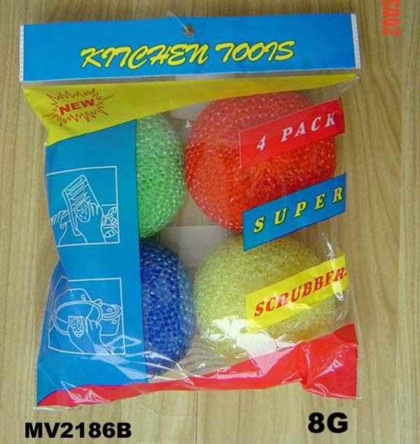 4PCS PLASTIC CLEANING PAD IN COLOUR BAG EASY CLEAN
