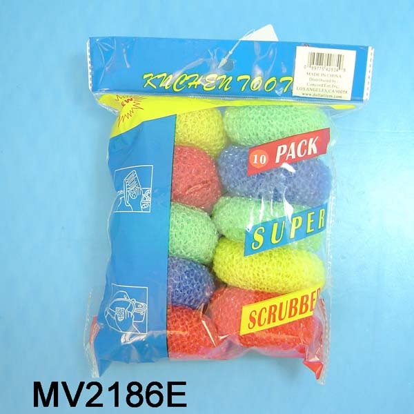 PLASTIC SCOUERING 10PCS IN COLOUR BAG