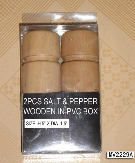 2PC SALT and PEPPER WOODEN in PVC BOX style 2
