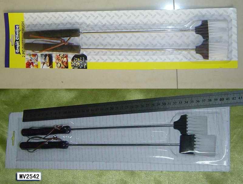 2PCS BBQ BRUSH WOODEN Handle