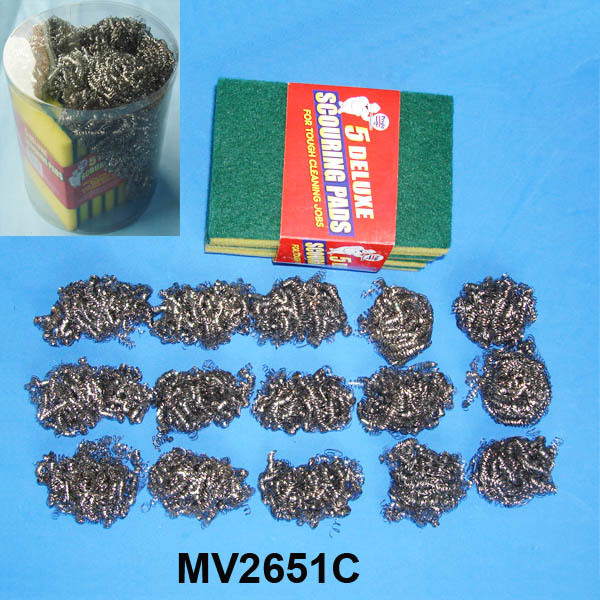 15PCS SS SCOURER with 5PCS CLEANING PAD PVC BOX