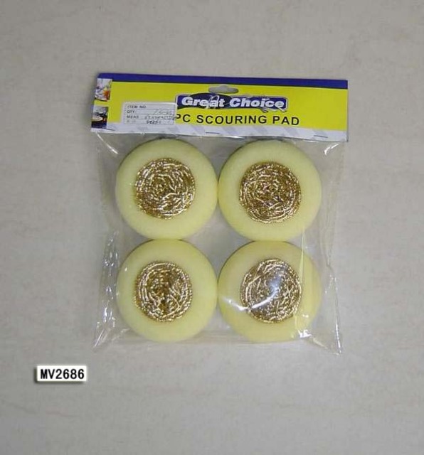 4PCS CLEANING SPONGE SCOURER IN POLYBAG BAG with HANG CARD