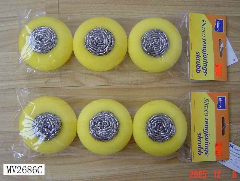 3PCS CLEANING SPONGE SCOURER IN POLYBAG BAG with HANG CARD