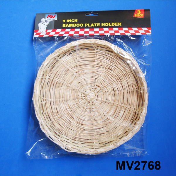 3PCS 10in BBQ BAMBOO PLATE HOLDER