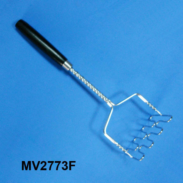 CHROME POTATO PRESS WOODEN Handle