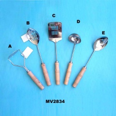 CHROME PLATE KITCHEN TOOL WOODEN Handle