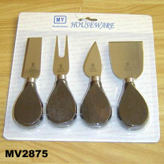 4PCS CHEESE SET WOODEN Handle