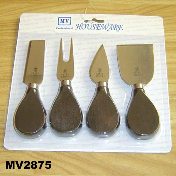 4PCS CHEESE SET WOODEN Handle