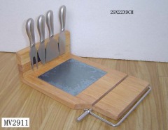 WOODEN CHEESE CUTTING BOARD SET WIRH 4 KNIVES style 2