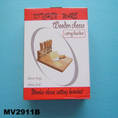 WOODEN CHEESE CUTTING BOARD SET WIRH 4 KNIVES