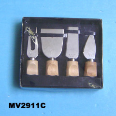 4PCS CHEESE SET WOOEN Handle