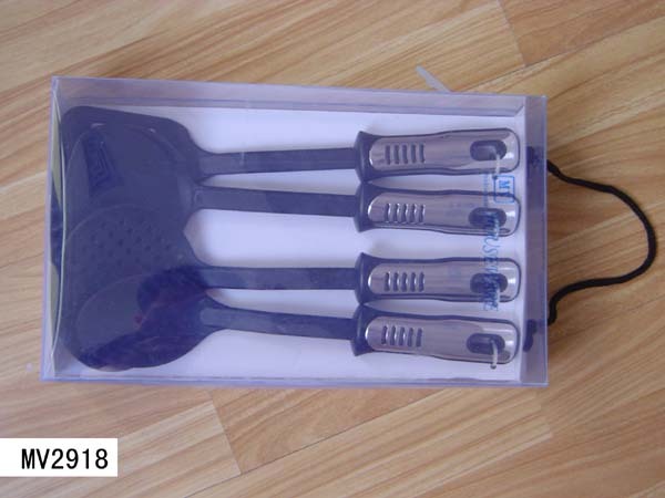 4PCS NYLON KITCHEN TOOL with INLAY SS Handle in PVC BOX