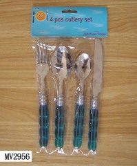 4PCS CUTLERY SET in PVC BAG with HANG CARD style 4