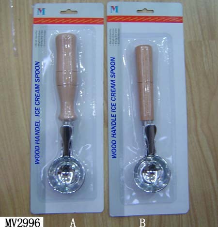 DELUXE ICE CREAM SPOON with WOODEN Handle style 2