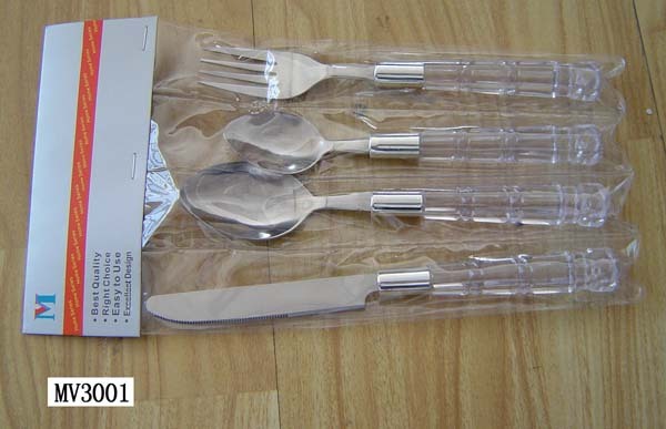 4PCS CUTLERY SET PBHPVC BAG ACRYLIC Handle