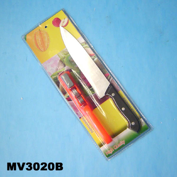 PLASTIC Handle SHARPENER and CHEF KNIFE