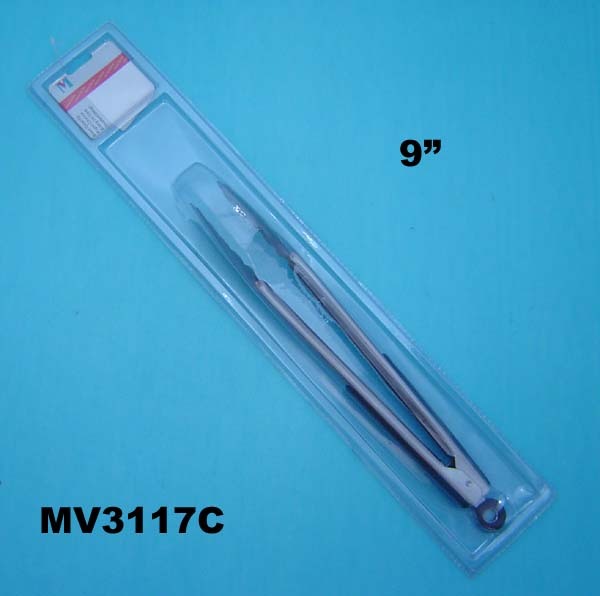 9in SS FOOD TONG TAG CARD