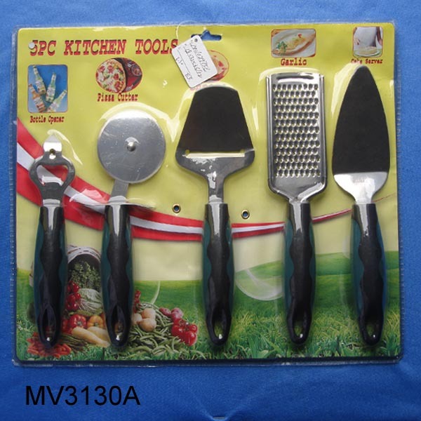 5PC KITCHEN TOOLS SOFT Handle BOTTLE OPENER PIZZA CUTTER