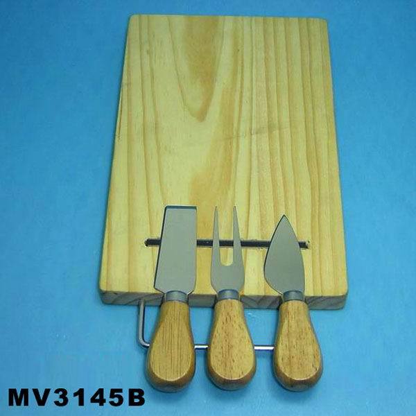 CHEESE KNIFE with PINE BOARD with MAGNET with Handle