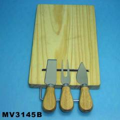 CHEESE KNIFE with PINE BOARD with MAGNET with Handle