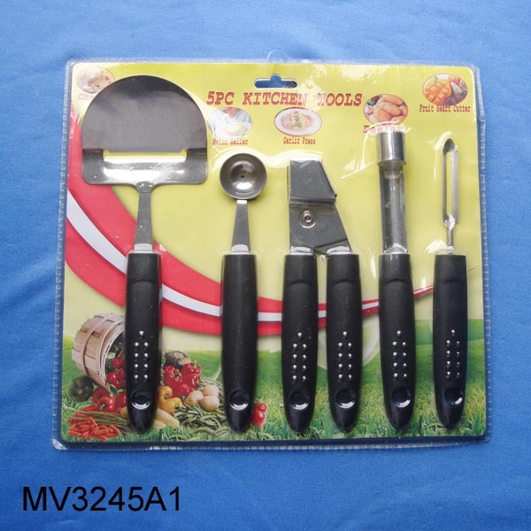 5PC KITCHEN TOOLS CHEESE SHOVEL LEMON BALLER GARLIC PRESS