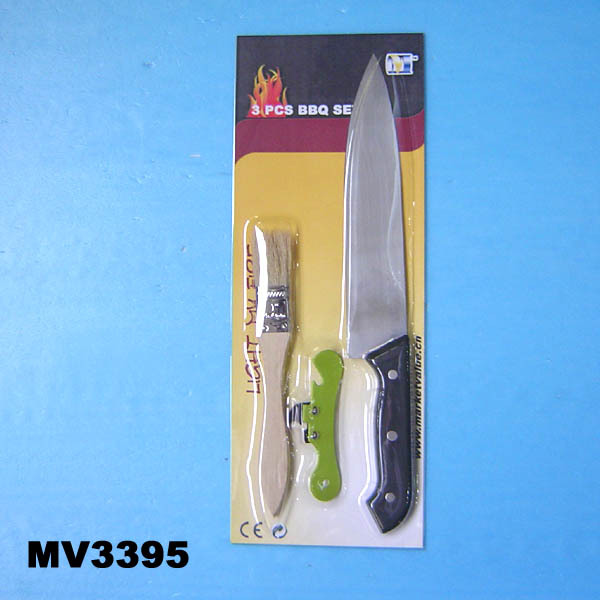 BRUSH and CHEF KNIFE and CAN OPENERBBQ SET