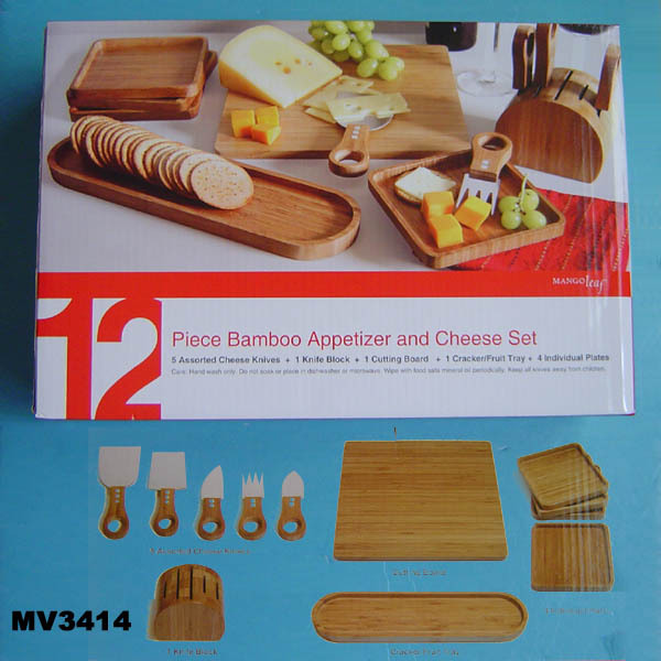 12PCS BAMBOO APPETIZER and CHEESE SET