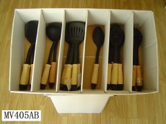 72PCS WOODEN Handle NYLON KITCHEN TOOL in DISPLAY BOX