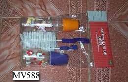 2PCS MILK BOTTLE with 2PCS BRUSH in PVC BAG with HANG CARD