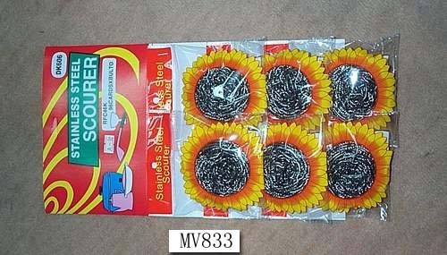6PCS SS SCOURER in PVC BAG with HANG CARD