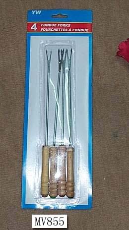 4PCS WOODEN Handle MEAT FORKS