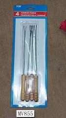 4PCS WOODEN Handle MEAT FORKS