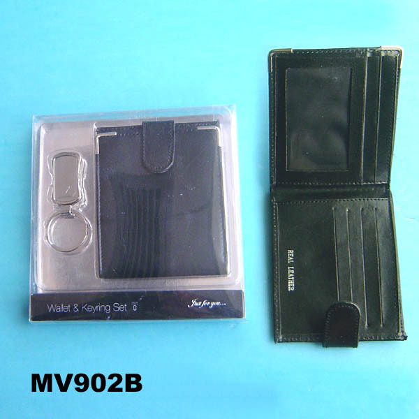 WALLET and KEYRING SET in PVC BOX