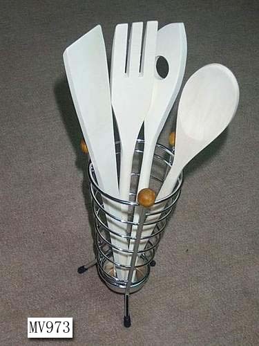 4PCS WOODEN KITCHEN TOOL with HOLDER