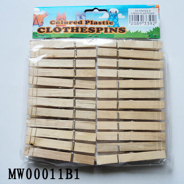 24PCS WOODEN CLOTHES PEGS SHRINK