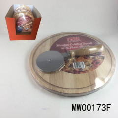 Beech PIZZA CUTTER with 29.5CM rubber wooden BOARD