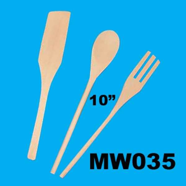 3PCS 10in WOODEN KITCHEN TOOL in PVC BAG with HANG CARD