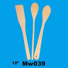 9012 3PCS 12in WOODEN KITCHEN TOOL in PVC BAG with HANG CARD