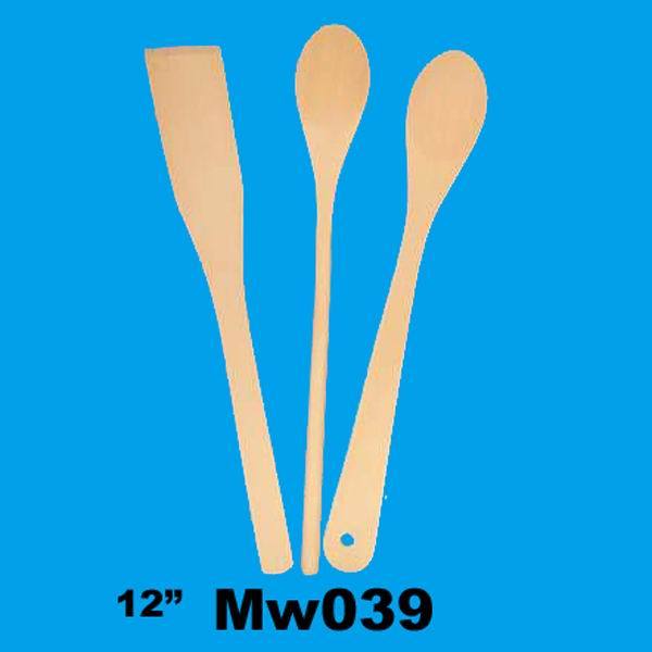 9012 3PCS 12in WOODEN KITCHEN TOOL in PVC BAG with HANG CARD