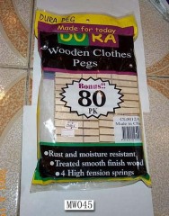 80PCS WOODEN CLOTHES PEGS in PVC BAG