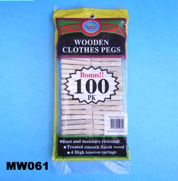100PCS WOODCLOTH PEG W PVC BAG