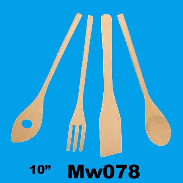 4PCS 10in WOODEN KITCHEN TOOL in PVC BAG with HANG CARD