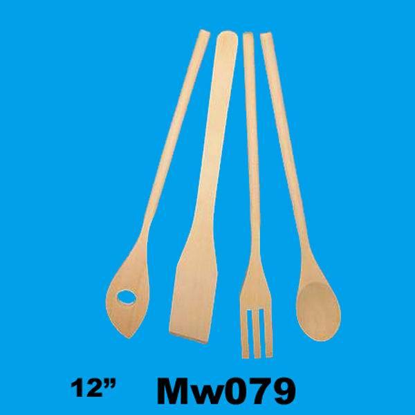 4PCS 12in WOODEN KITCHEN TOOL 9046 in PVC BAG with HANG CARD
