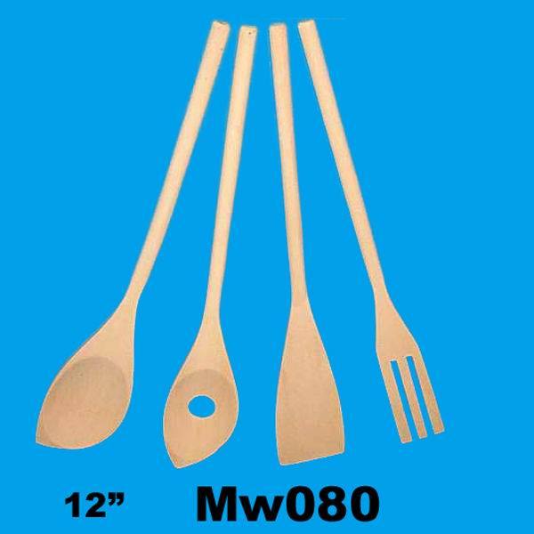 4PCS 12in WOODEN KITCHEN TOOL in PVC BAG with HANG CARD 9017