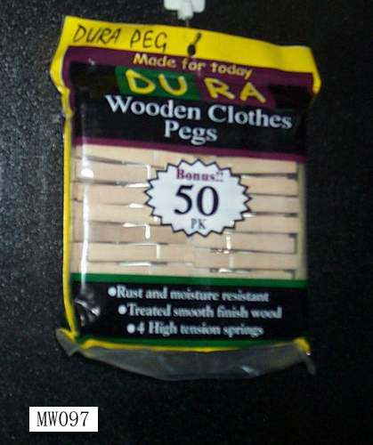 50PCS WOODEN CLOTHES PEGS in COLOR BAG